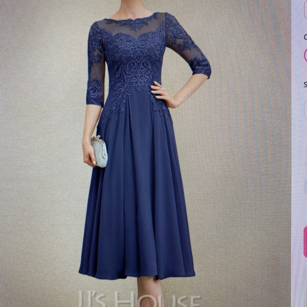 Blue chiffon/ lace dress